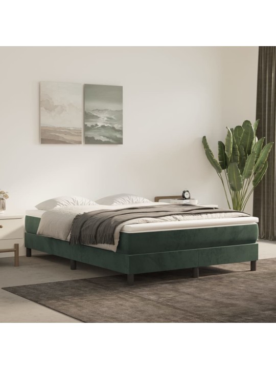 Box spring postel s matrací tmavě zelená 140x190 cm samet