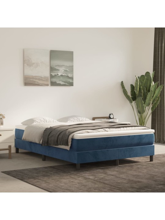 Box spring postel s matrací tmavě modrá 140x190 cm samet