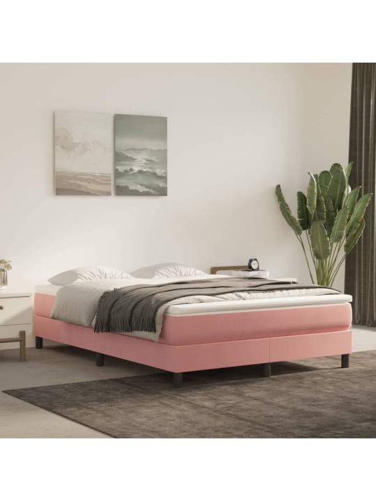 Box spring postel s matrací růžová 140x190 cm samet