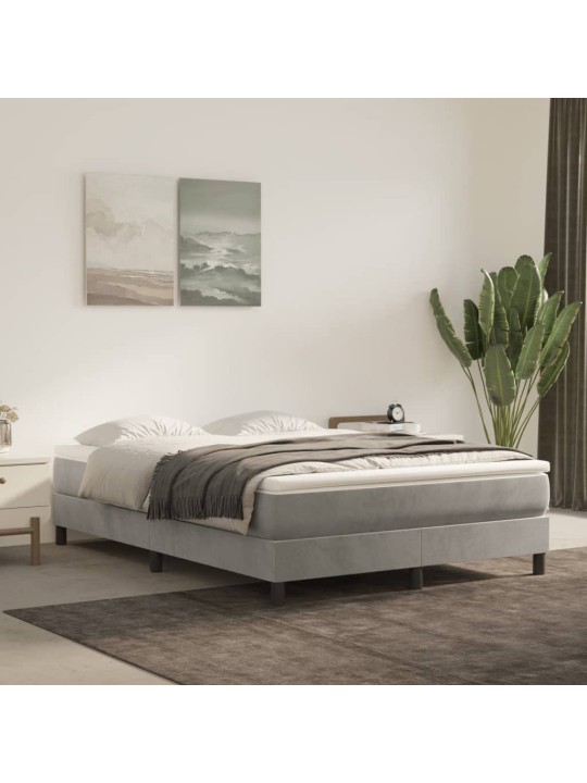 Box spring postel s matrací světle šedá 140x200 cm samet