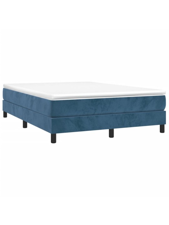 Box spring postel s matrací tmavě modrá 140x200 cm samet