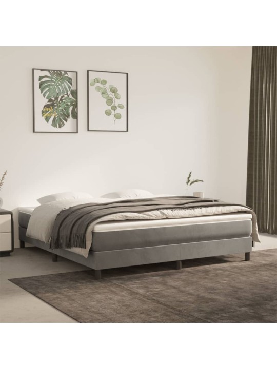 Box spring postel s matrací světle šedá 160x200 cm samet