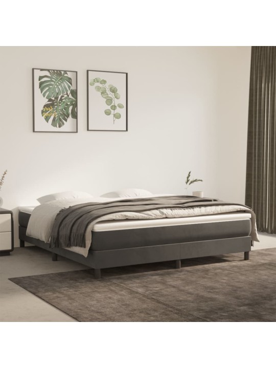 Box spring postel s matrací tmavě šedá 160x200 cm samet