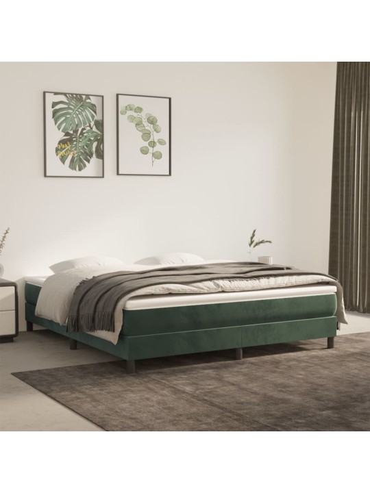 Box spring postel s matrací tmavě zelená 160x200 cm samet