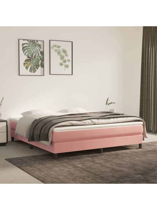 Box spring postel s matrací růžová 160x200 cm samet