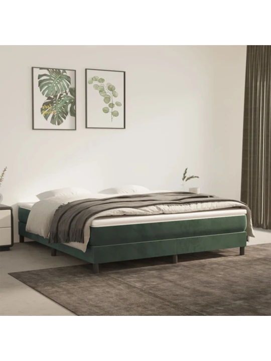Box spring postel s matrací tmavě zelená 180x200 cm samet