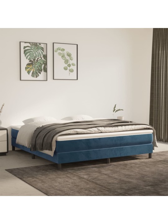 Box spring postel s matrací tmavě modrá 180x200 cm samet
