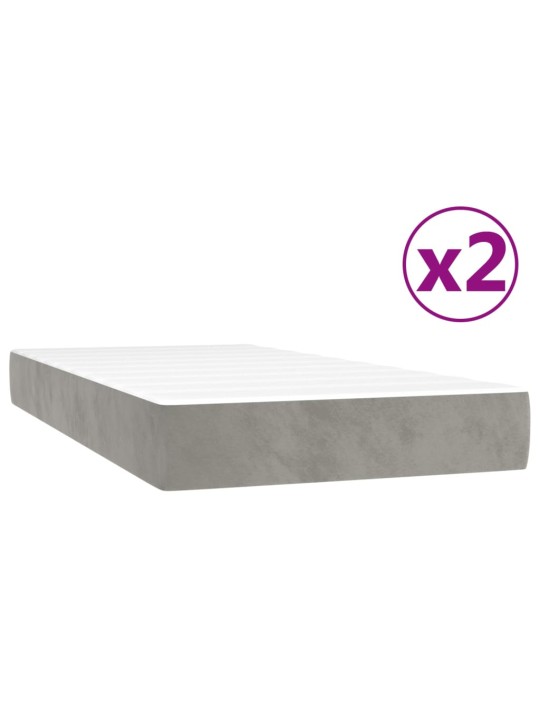 Box spring postel s matrací světle šedá 200x200 cm samet