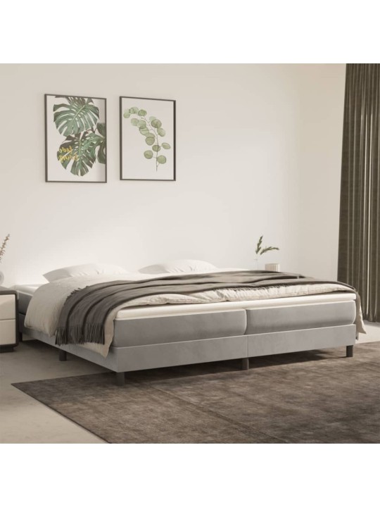 Box spring postel s matrací světle šedá 200x200 cm samet