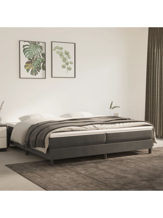 Box spring postel s matrací tmavě šedá 200x200 cm samet