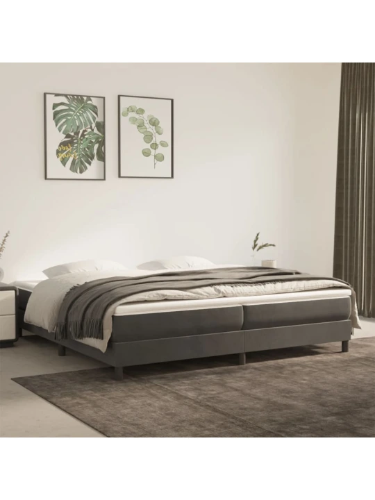 Box spring postel s matrací tmavě šedá 200x200 cm samet