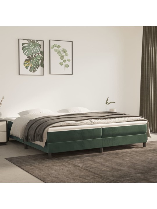 Box spring postel s matrací tmavě zelená 200x200 cm samet