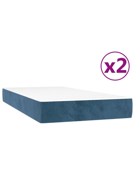 Box spring postel s matrací tmavě modrá 200x200 cm samet