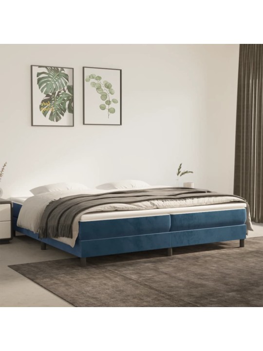Box spring postel s matrací tmavě modrá 200x200 cm samet