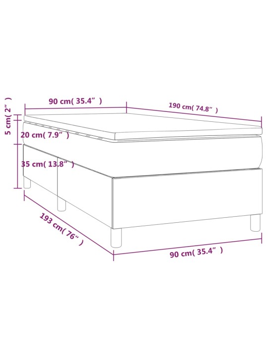 Box spring postel s matrací tmavě hnědá 90x190 cm textil