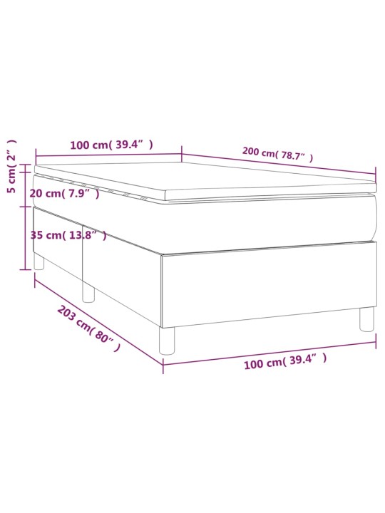 Box spring postel s matrací tmavě šedá 100 x 200 cm textil