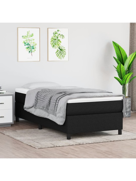 Box spring postel s matrací černá 100 x 200 cm textil