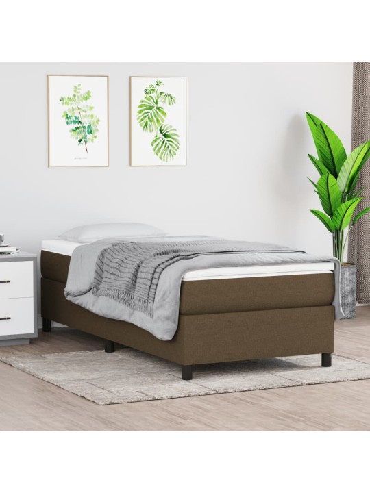 Box spring postel s matrací tmavě hnědá 100 x 200 cm textil