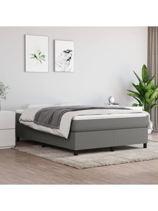 Box spring postel s matrací tmavě šedý 140 x 190 cm textil