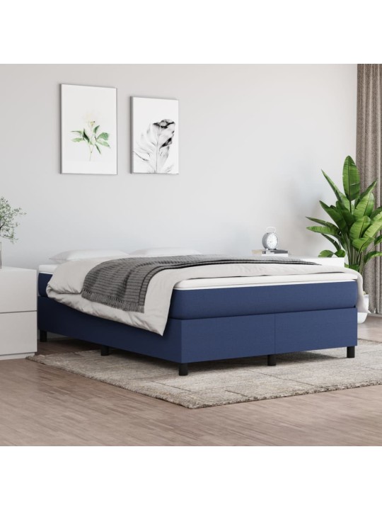 Box spring postel s matrací modrá 140x190 cm textil
