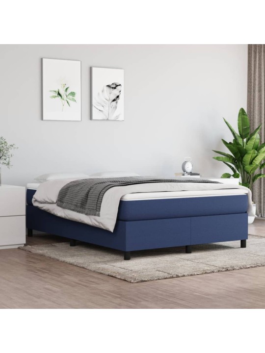 Box spring postel s matrací modrá 140x200 cm textil