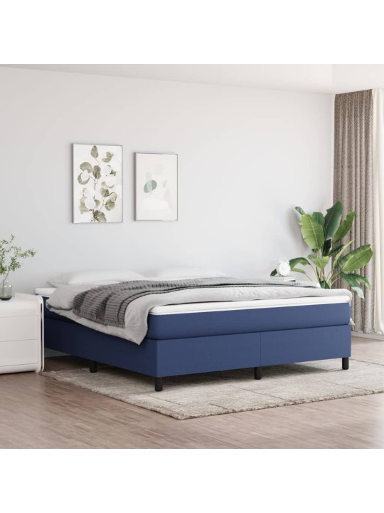 Box spring postel s matrací modrá 160x200 cm textil