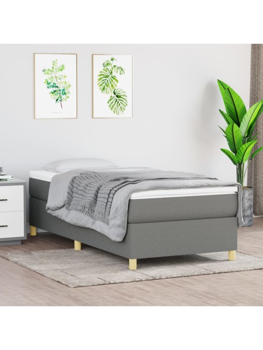 Box spring postel s matrací tmavě šedá 90x200 cm textil
