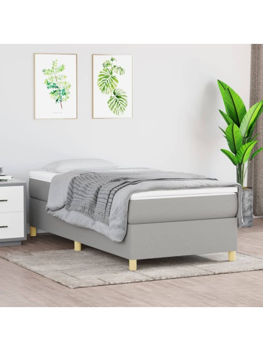 Box spring postel s matrací světle šedý 100 x 200 cm textil