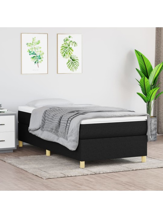Box spring postel s matrací černá 100 x 200 cm textil