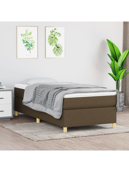 Box spring postel s matrací tmavě hnědá 100 x 200 cm textil