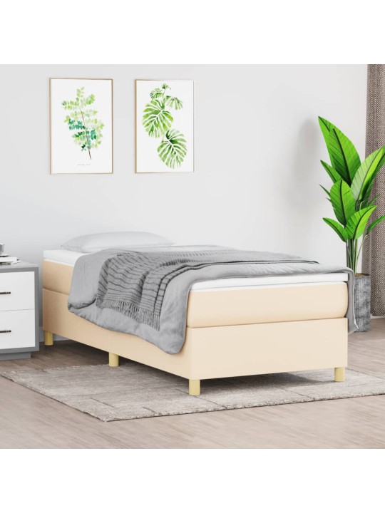 Box spring postel s matrací krémová 100 x 200 cm textil