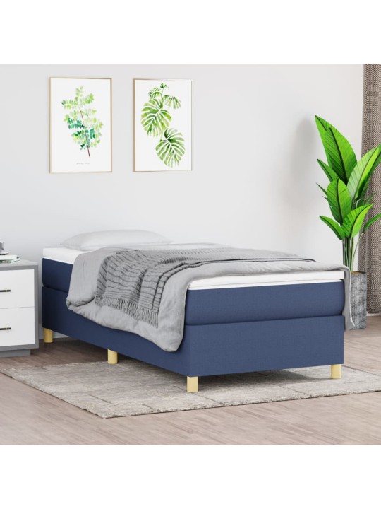 Box spring postel s matrací modrá 100 x 200 cm textil