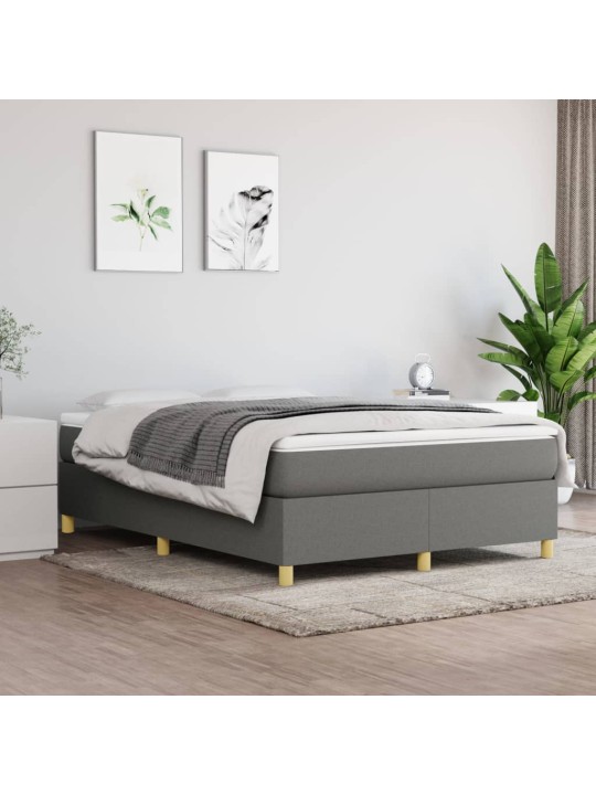 Box spring postel s matrací tmavě šedý 140 x 190 cm textil