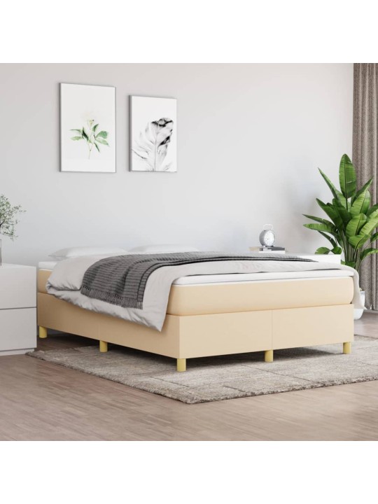 Box spring postel s matrací krémová 140x190 cm textil