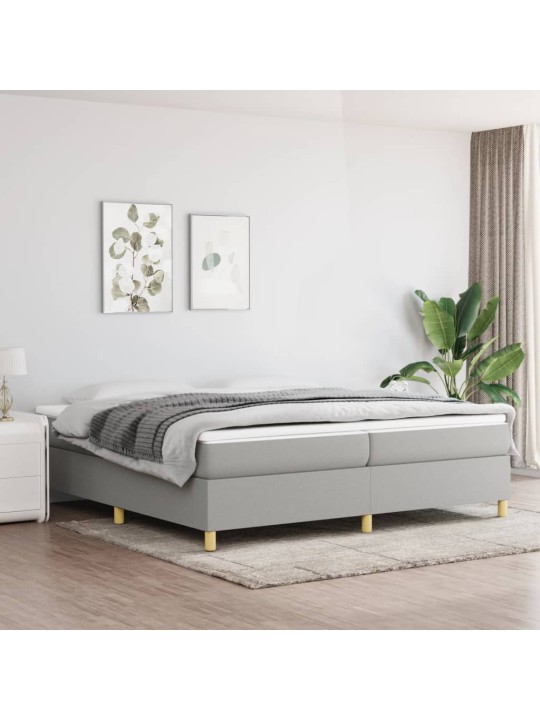 Box spring postel s matrací světle šedá 200 x 200 cm textil