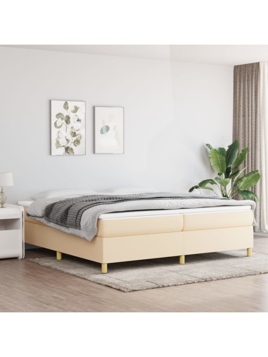 Box spring postel s matrací krémová 200x200 cm textil