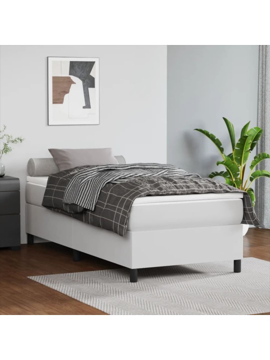 Box spring postel s matrací bílá 90x200 cm umělá kůže