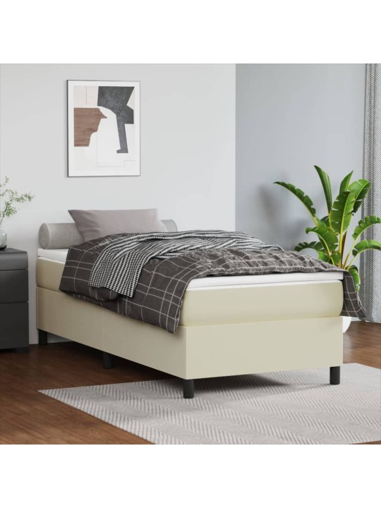 Box spring postel s matrací krémová 90x200 cm umělá kůže