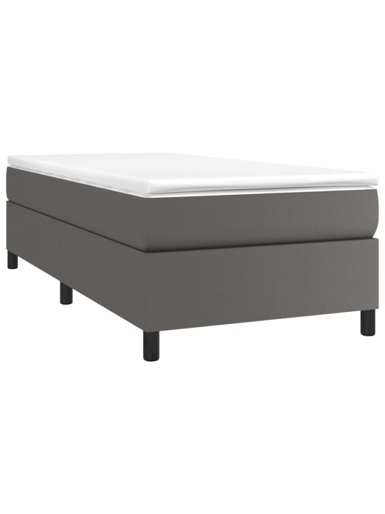 Box spring postel s matrací šedá 90x200 cm umělá kůže