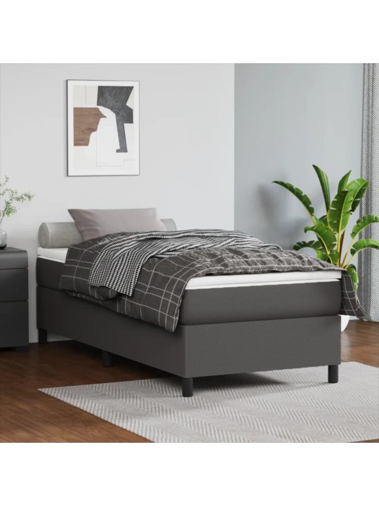 Box spring postel s matrací šedá 90x200 cm umělá kůže