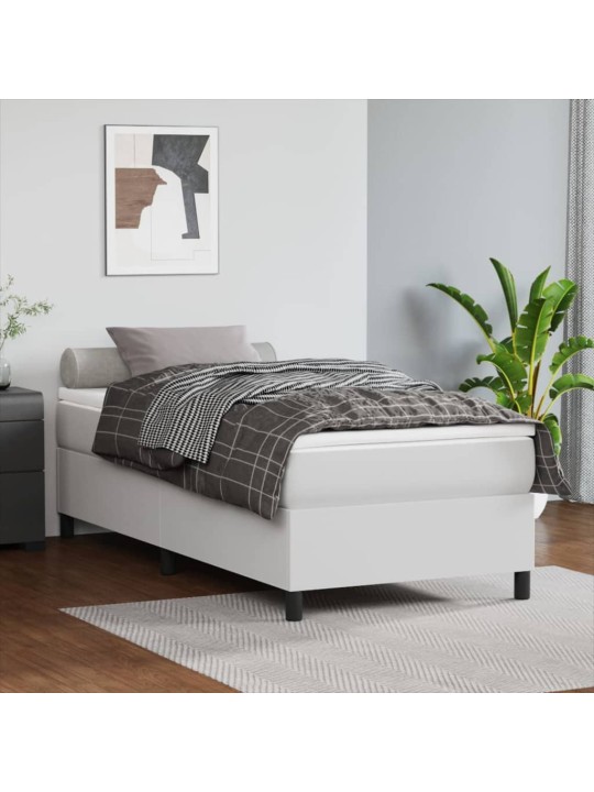 Box spring postel s matrací bílá 100x200 cm umělá kůže