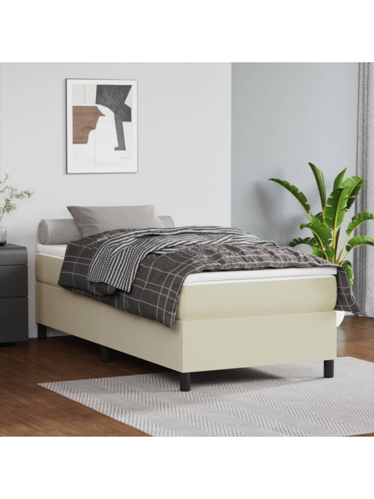 Box spring postel s matrací krémová 100x200 cm umělá kůže