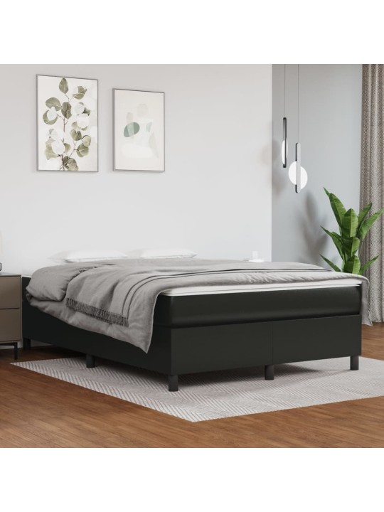 Box spring postel s matrací černá 140 x 190 cm umělá kůže