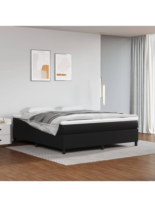 Box spring postel s matrací černá 160x200 cm umělá kůže