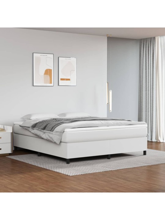 Box spring postel s matrací bílá 160x200 cm umělá kůže