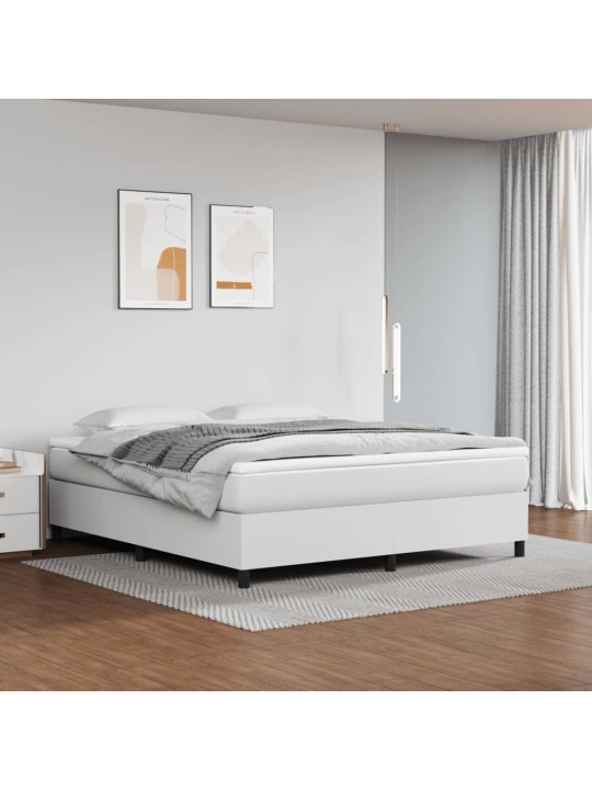 Box spring postel s matrací bílá 180x200 cm umělá kůže
