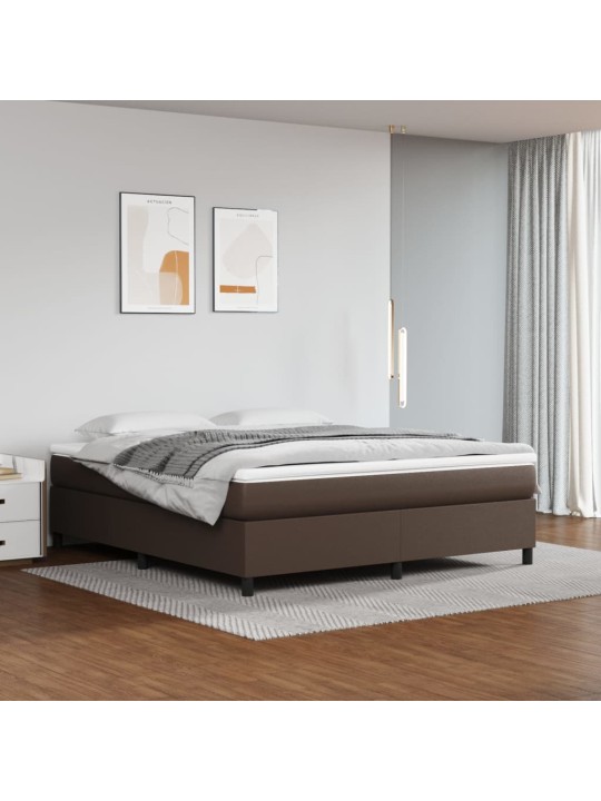 Box spring postel s matrací hnědá 180x200 cm umělá kůže