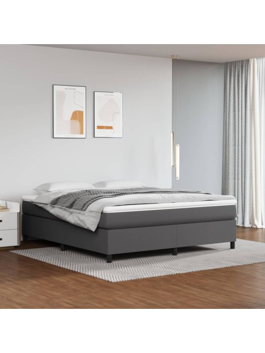 Box spring postel s matrací šedá 180x200 cm umělá kůže