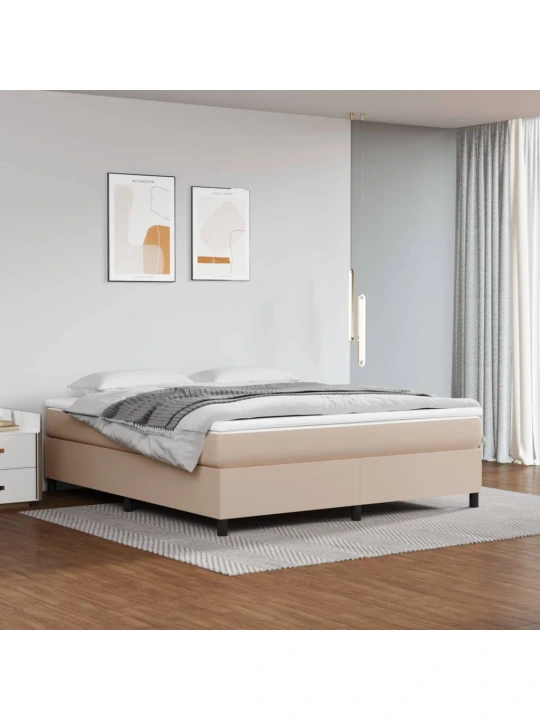 Box spring postel s matrací cappuccino 180 x 200 cm umělá kůže