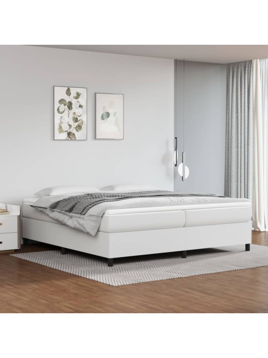 Box spring postel s matrací bílá 200x200 cm umělá kůže